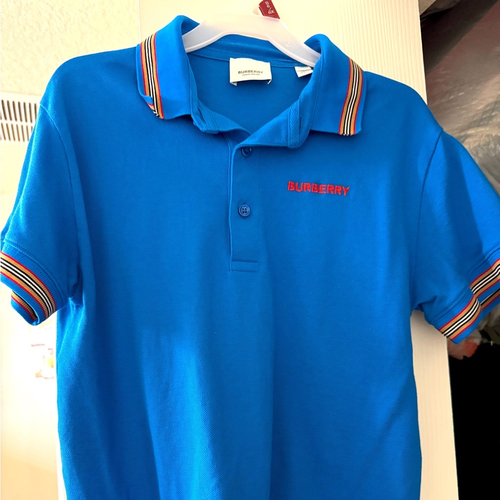 Burberry Blue Polo Shirt Classic Design